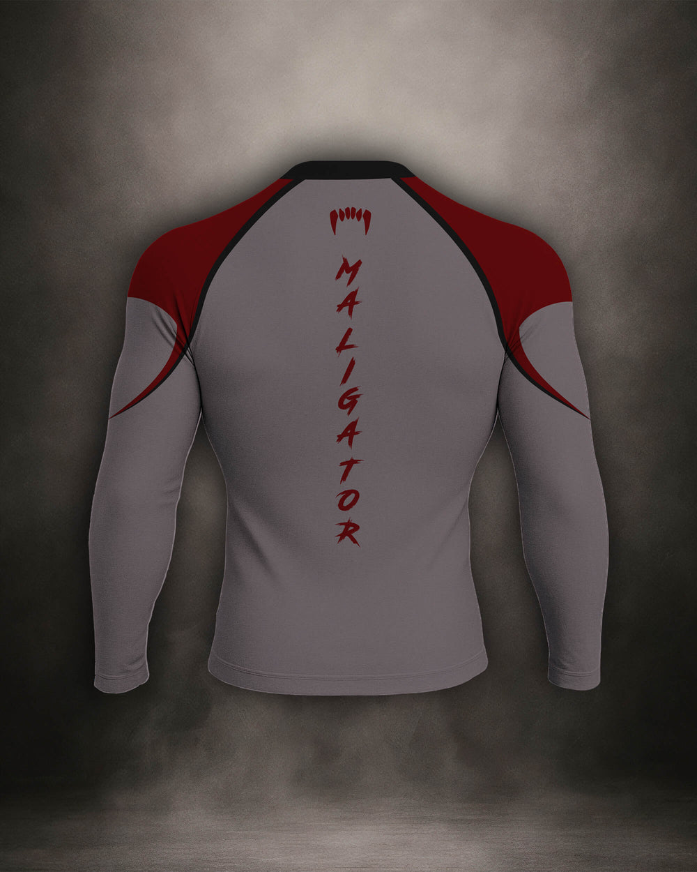 Maligator Savage X81 Erythros rash guard – back view, long sleeve grappling wear built for no-gi rolls and cage sessions

