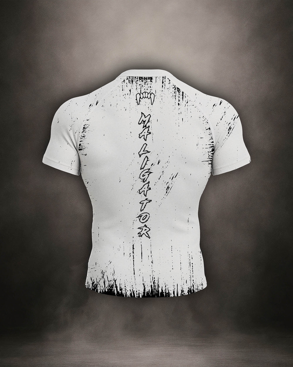 Maligator Primal Polar rash guard – back view, short sleeve BJJ training gear for rolling, striking, and movement

