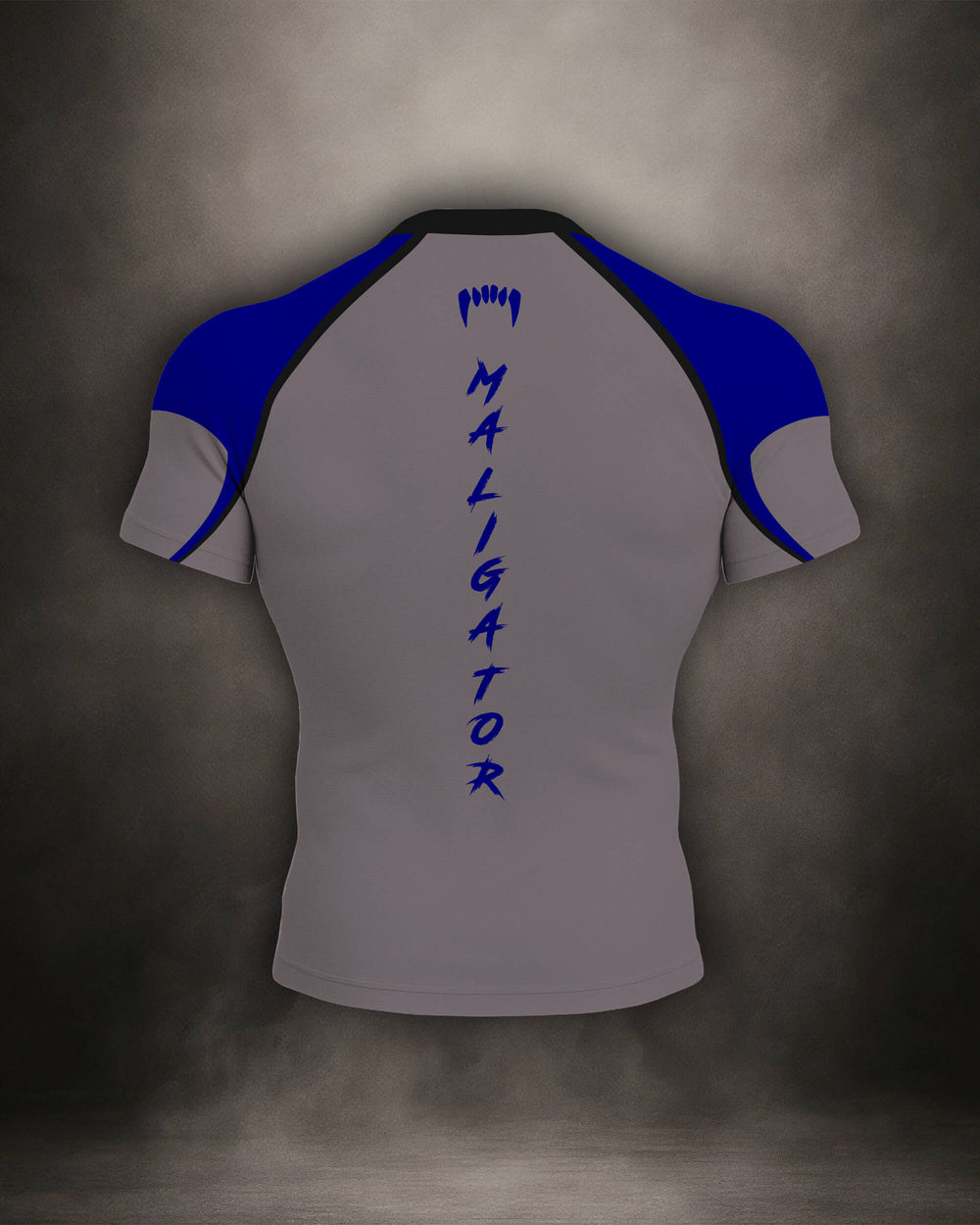 Maligator Savage X81 Kyanos rash guard – back view, short sleeve BJJ training gear for rolling, striking, and movement