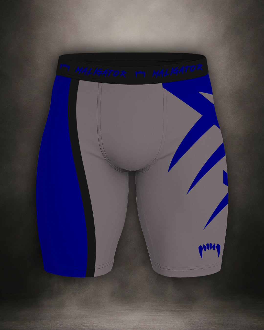 Maligator Savage X81 Kyanos compression shorts – front view, tight-fit grappling shorts for no-gi BJJ and MMA training