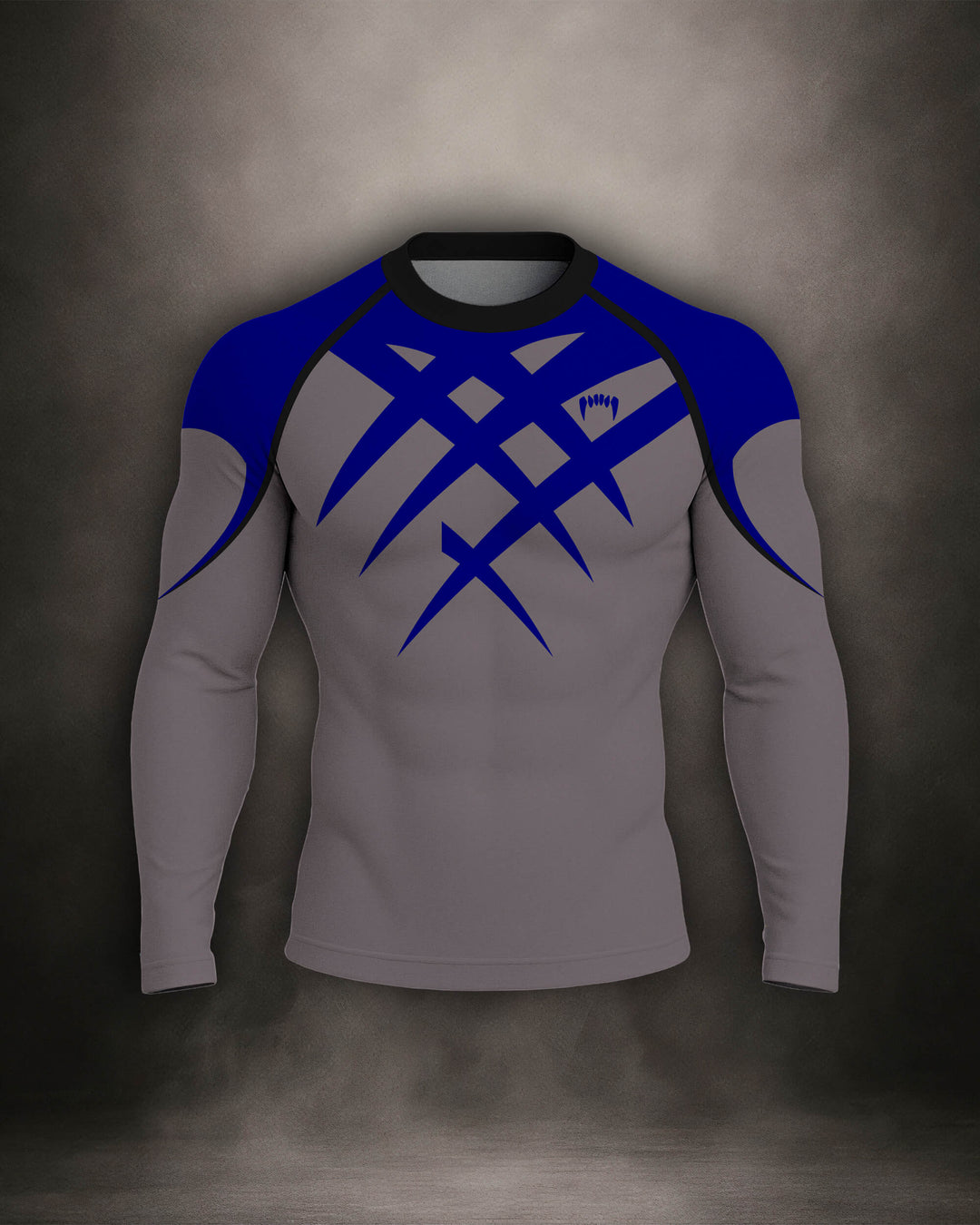 Maligator Savage X81 Kyanos long sleeve rash guard – front view, full-arm compression top for BJJ and MMA training
