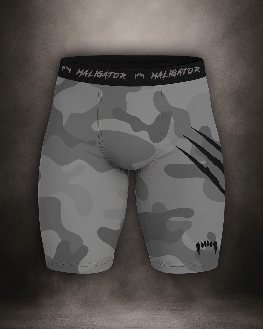 Maligator Forlorn Division Belisarius compression shorts – front view, tight-fit grappling shorts for no-gi BJJ and MMA training