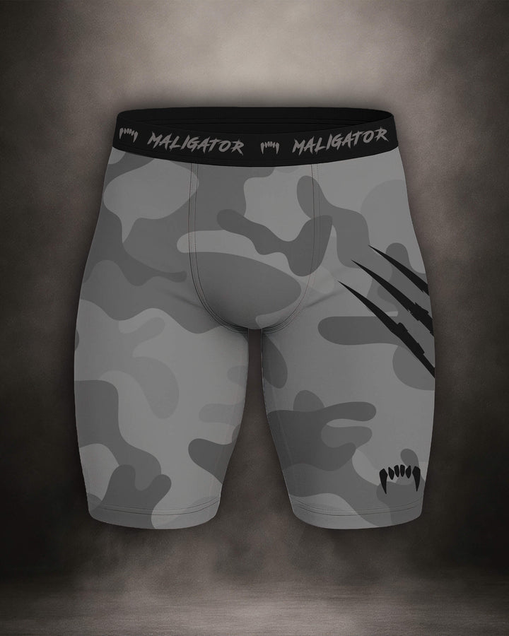 Maligator Forlorn Division Belisarius compression shorts – front view, tight-fit grappling shorts for no-gi BJJ and MMA training