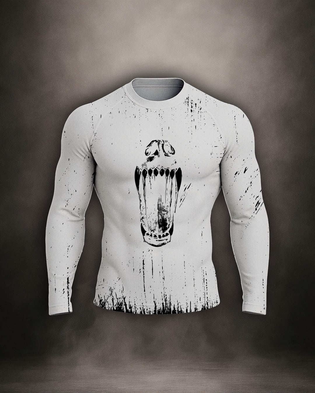 Maligator Primal Polar long sleeve rash guard – front view, full-arm compression top for BJJ and MMA training