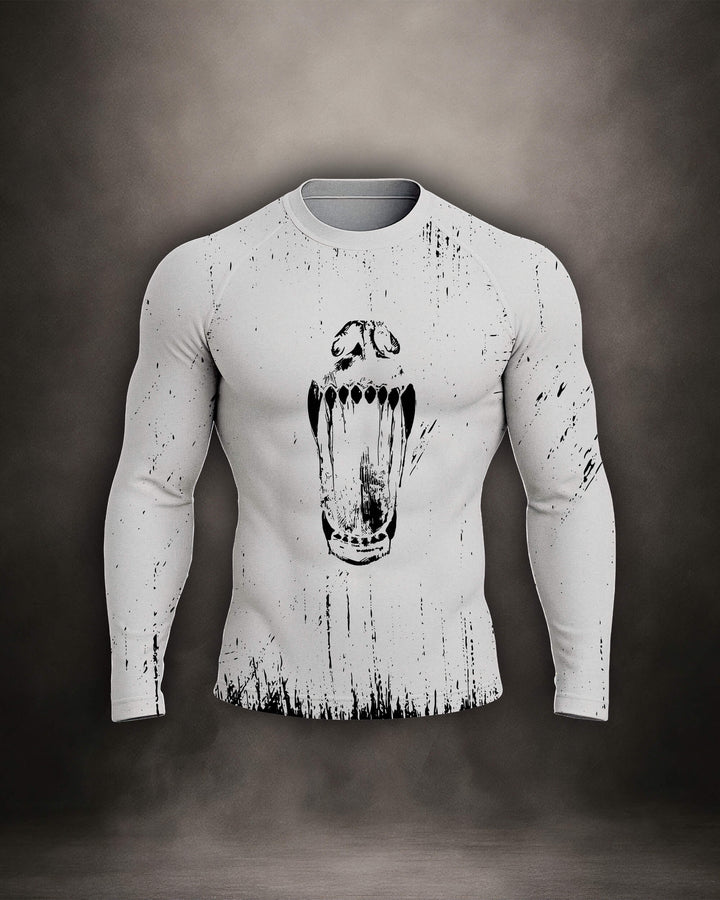 Maligator Primal Polar long sleeve rash guard – front view, full-arm compression top for BJJ and MMA training