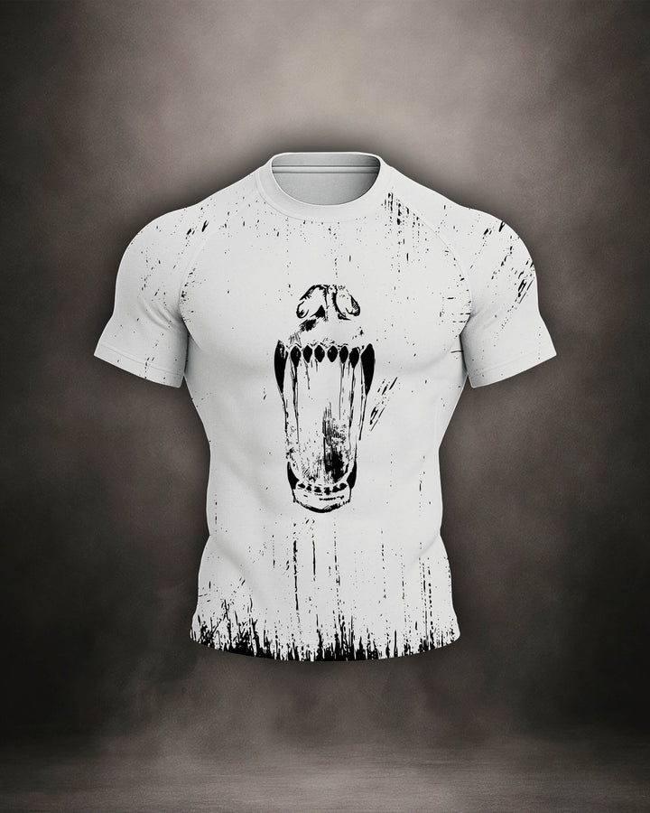 Maligator Primal Polar short sleeve rash guard – front view, compression top for no-gi grappling and MMA training


