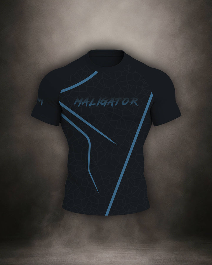 Maligator Noirium Cyro short sleeve rash guard – front view, compression top for no-gi grappling and MMA training