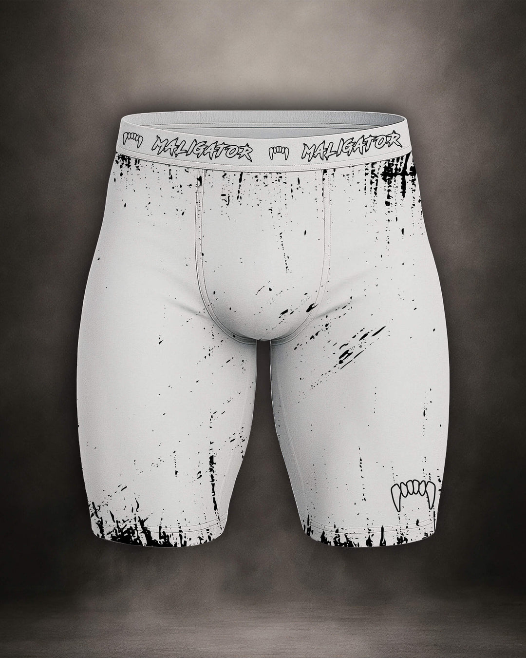 Maligator Primal Polar compression shorts – front view, tight-fit grappling shorts for no-gi BJJ and MMA training

