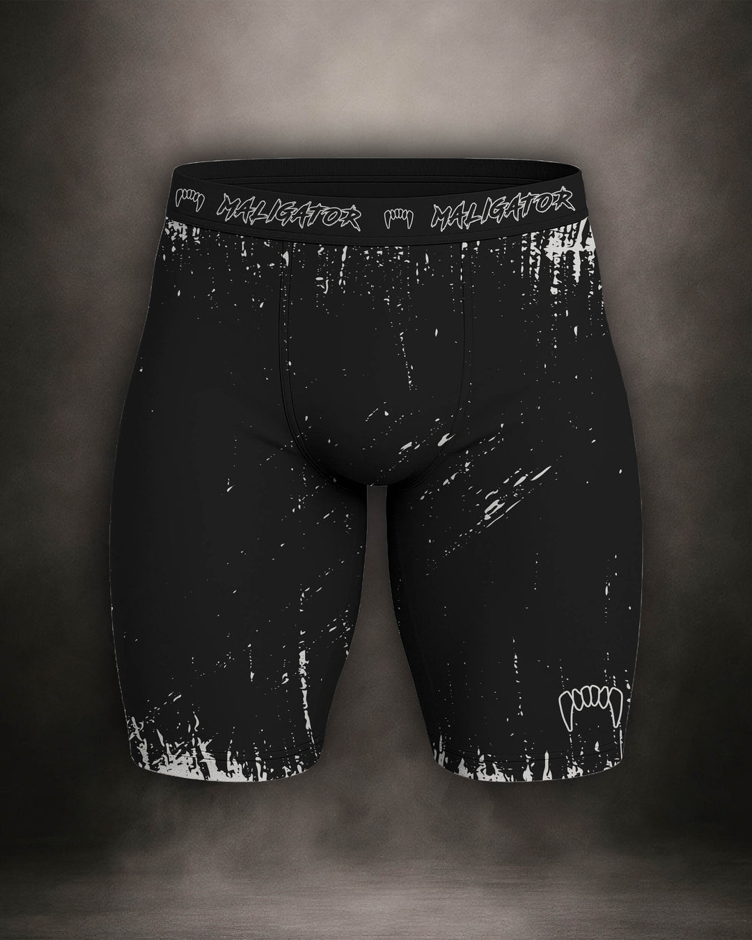 Maligator Primal Raw compression shorts – front view, tight-fit grappling shorts for no-gi BJJ and MMA training
