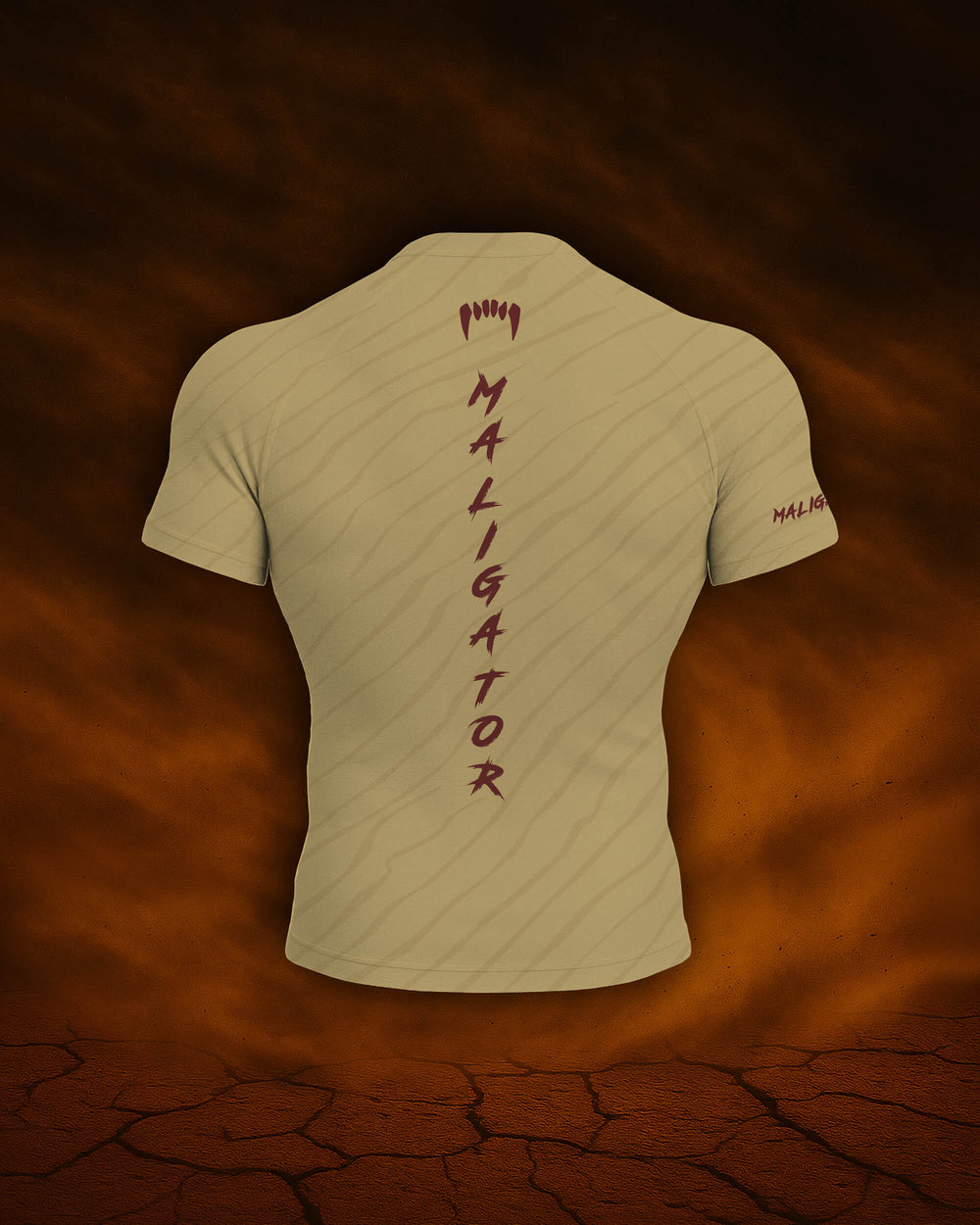 Maligator Terraborn Kavir rash guard – back view, short sleeve BJJ training gear for rolling, striking, and movement