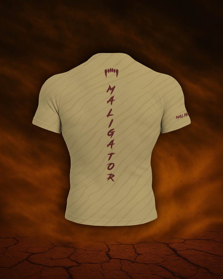 Maligator Terraborn Kavir rash guard – back view, short sleeve BJJ training gear for rolling, striking, and movement