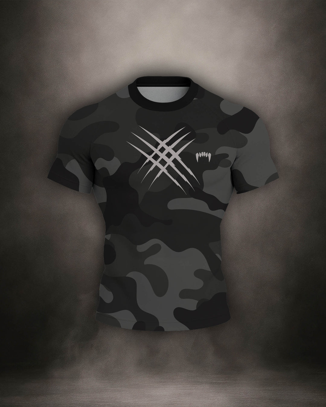 Maligator Forlorn Division Subutai short sleeve rash guard – front view, compression top for no-gi grappling and MMA training