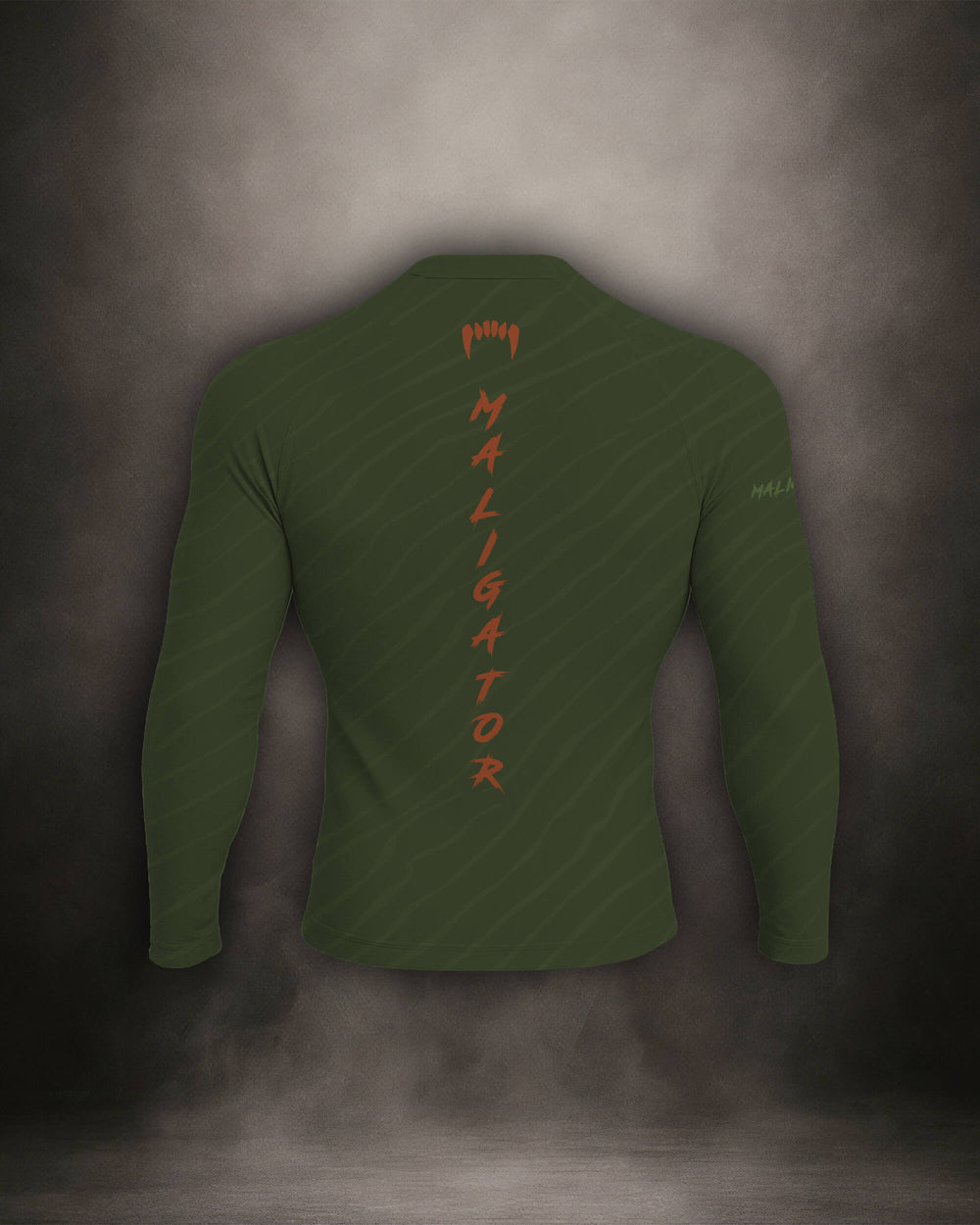 Maligator Terraborn Yateveo rash guard – back view, long sleeve grappling wear built for no-gi rolls and cage sessions