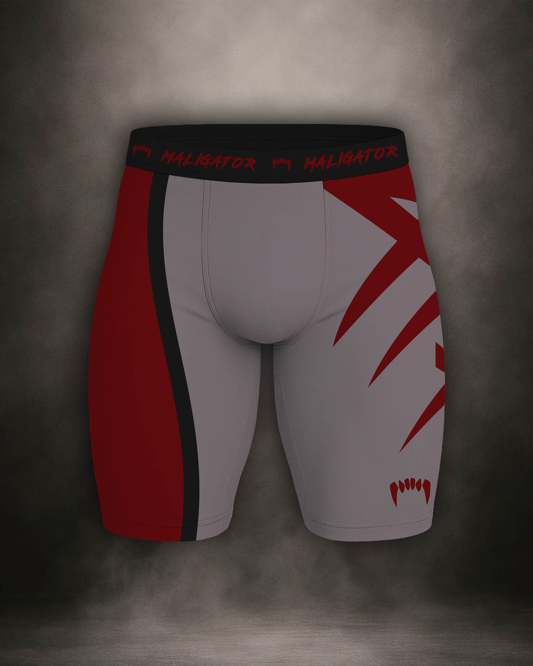 Maligator Savage X81 Erythros compression shorts – front view, tight-fit grappling shorts for no-gi BJJ and MMA training