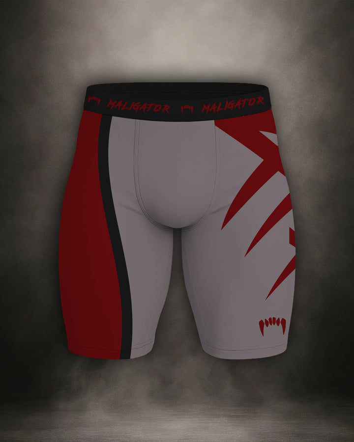 Maligator Savage X81 Erythros compression shorts – front view, tight-fit grappling shorts for no-gi BJJ and MMA training