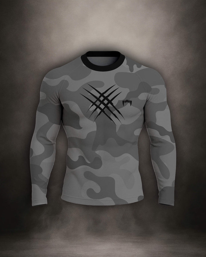 Maligator Forlorn Division Belisarius long sleeve rash guard – front view, full-arm compression top for BJJ and MMA training