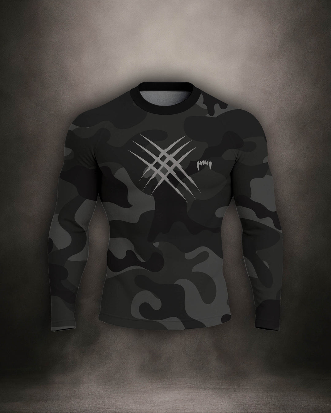Maligator Forlorn Division Subutai long sleeve rash guard – front view, full-arm compression top for BJJ and MMA training
