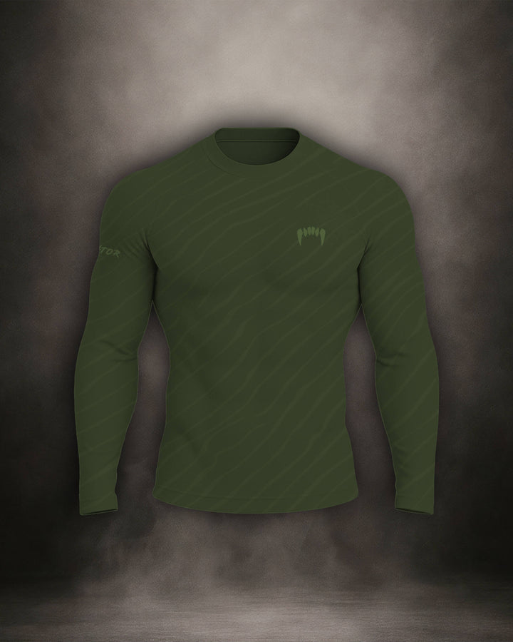 Maligator Terraborn Yateveo long sleeve rash guard – front view, full-arm compression top for BJJ and MMA training