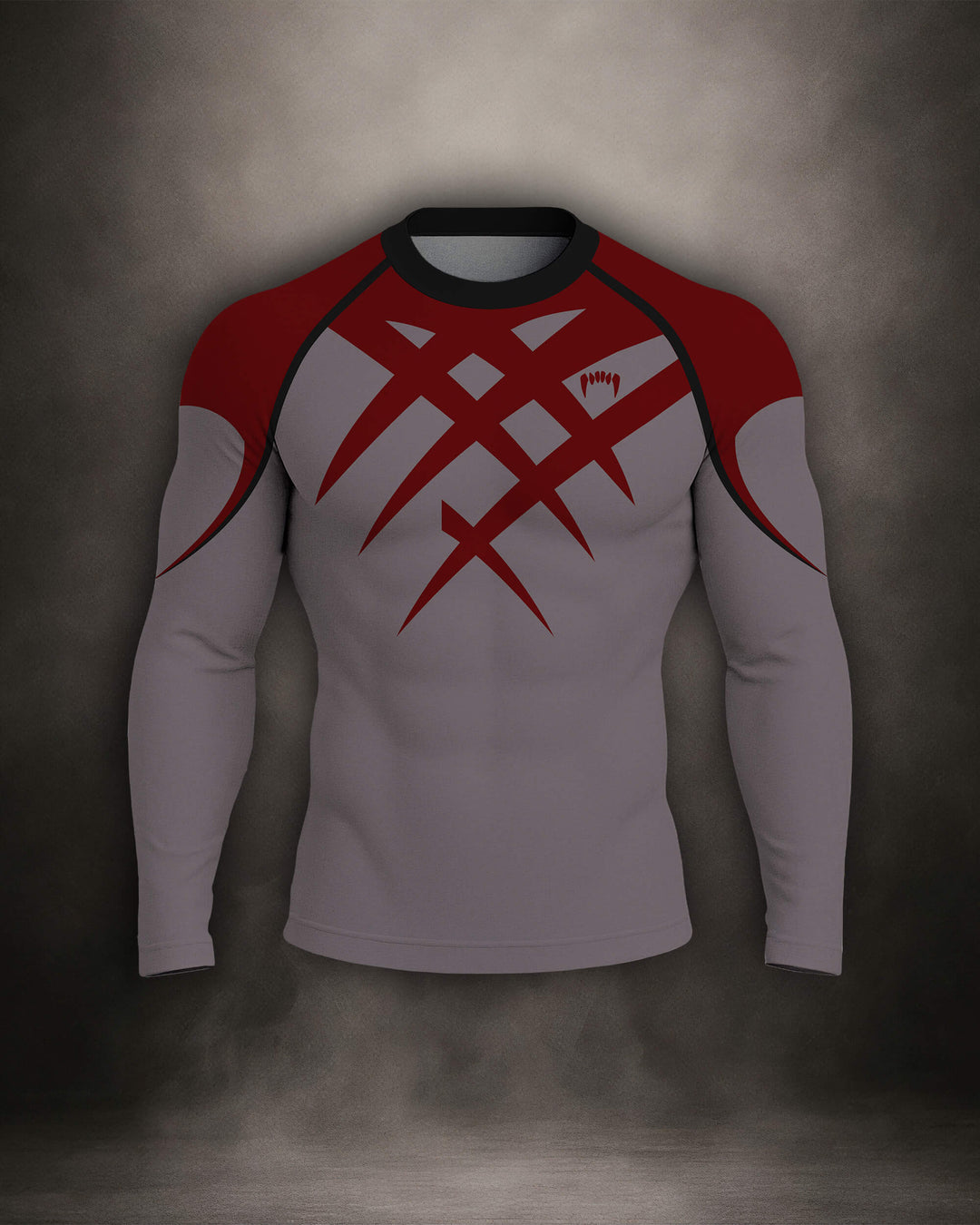 Maligator Savage X81 Erythros long sleeve rash guard – front view, full-arm compression top for BJJ and MMA training