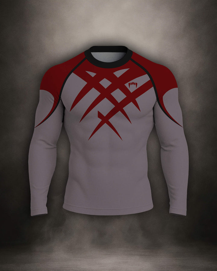 Maligator Savage X81 Erythros long sleeve rash guard – front view, full-arm compression top for BJJ and MMA training