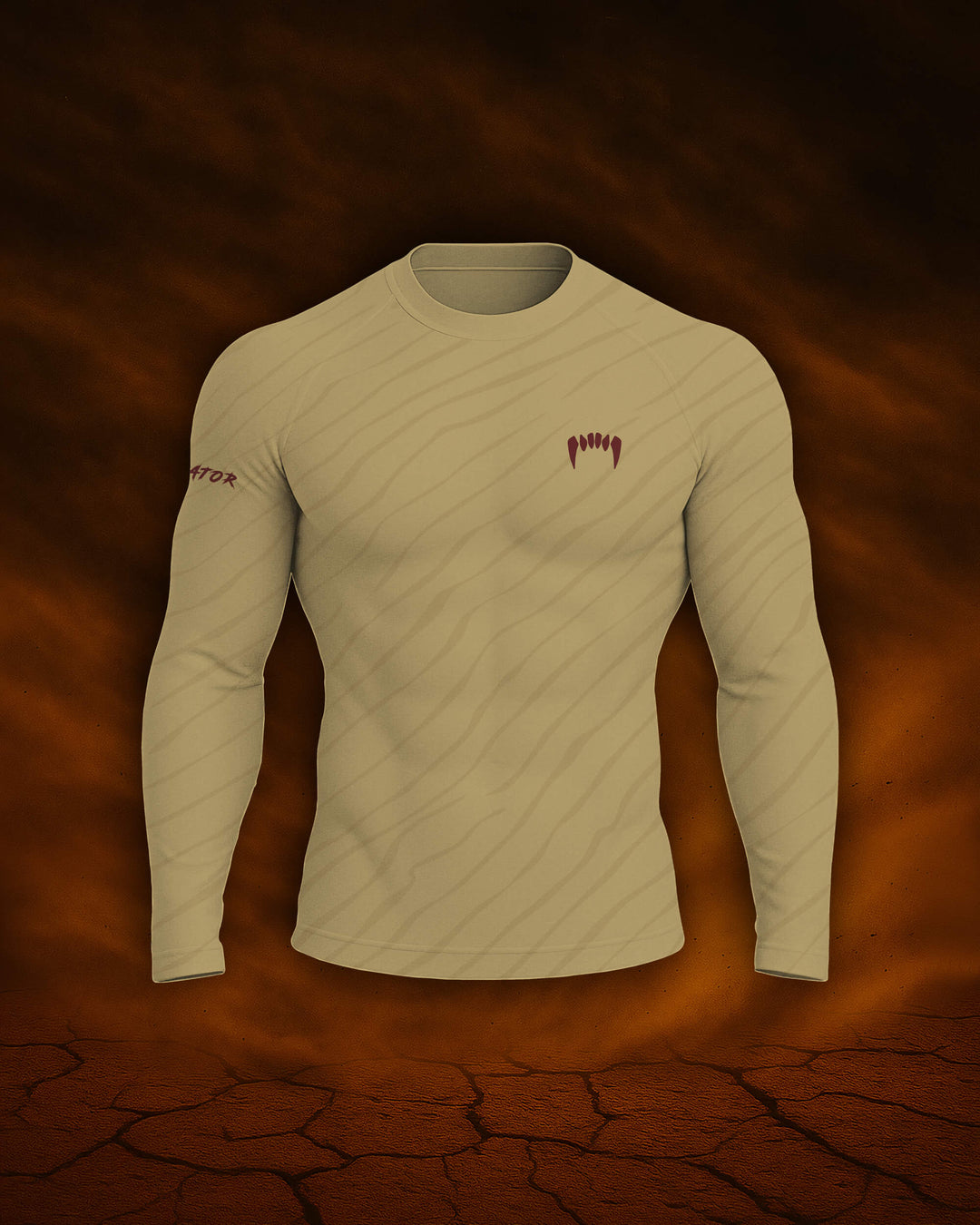 Maligator Terraborn Kavir long sleeve rash guard – front view, full-arm compression top for BJJ and MMA training