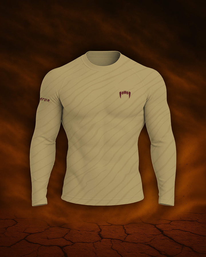 Maligator Terraborn Kavir long sleeve rash guard – front view, full-arm compression top for BJJ and MMA training