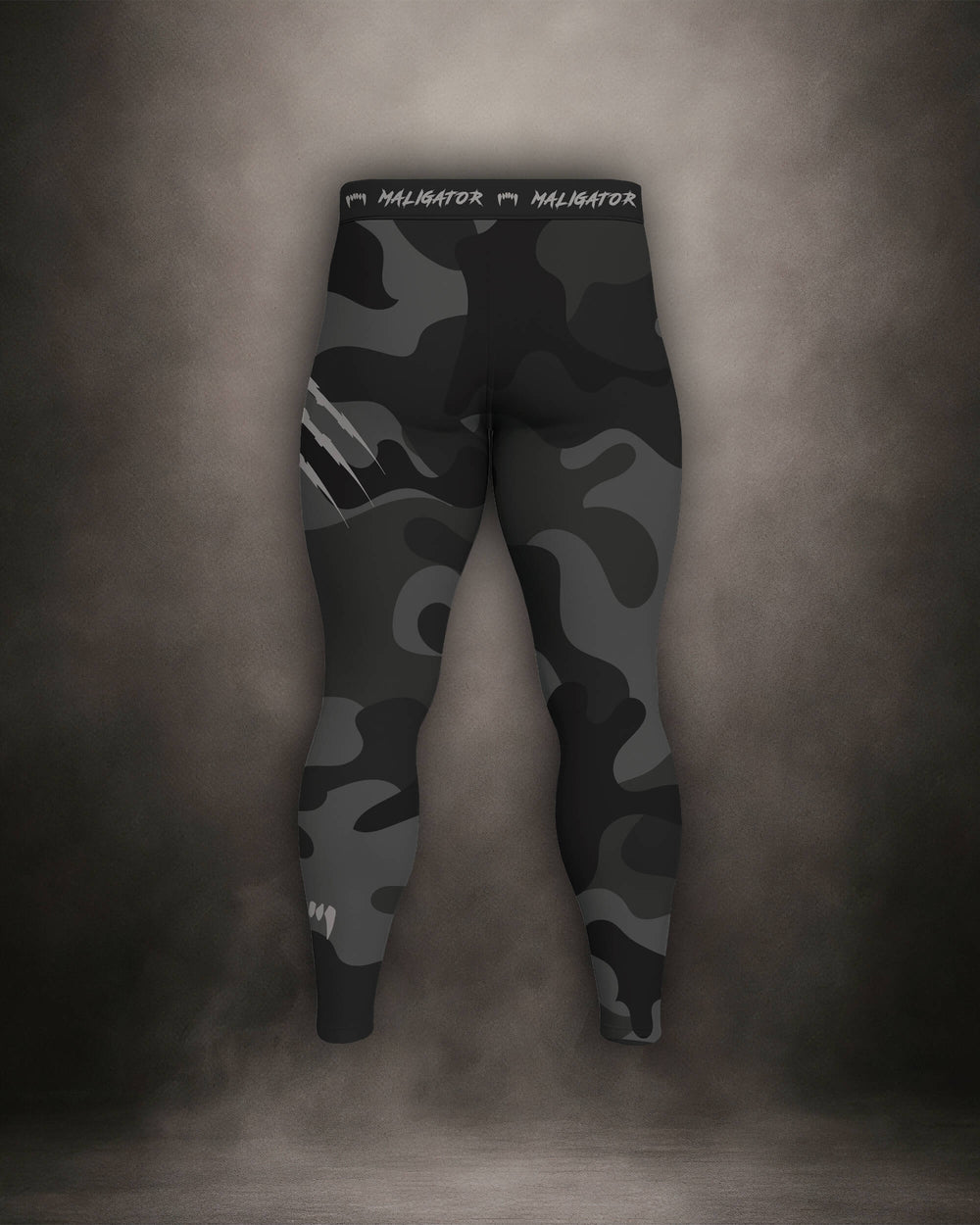 Maligator Forlorn Division Subutai BJJ spats – back view, no-gi compression tights for MMA and submission grappling

