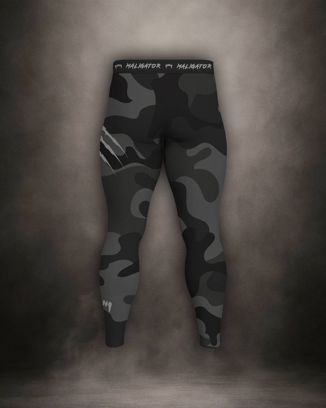 Maligator Forlorn Division Subutai BJJ spats – back view, no-gi compression tights for MMA and submission grappling

