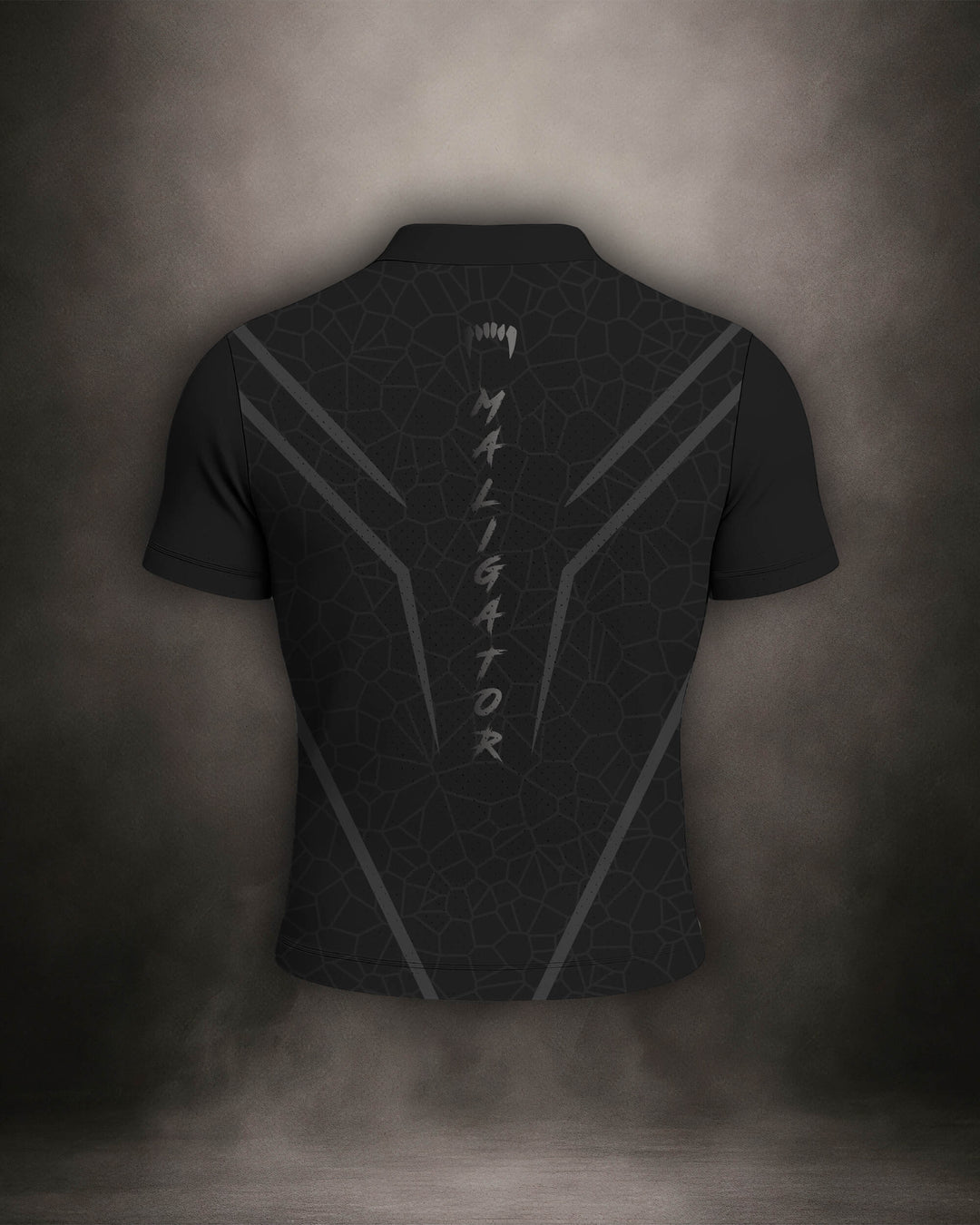 Maligator Noirium Vantablack mesh shirt – back view, lightweight breathable training top for MMA and BJJ