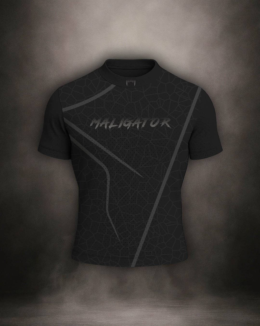 Maligator Noirium Vantablack mesh shirt – front view, lightweight breathable training top for MMA and BJJ